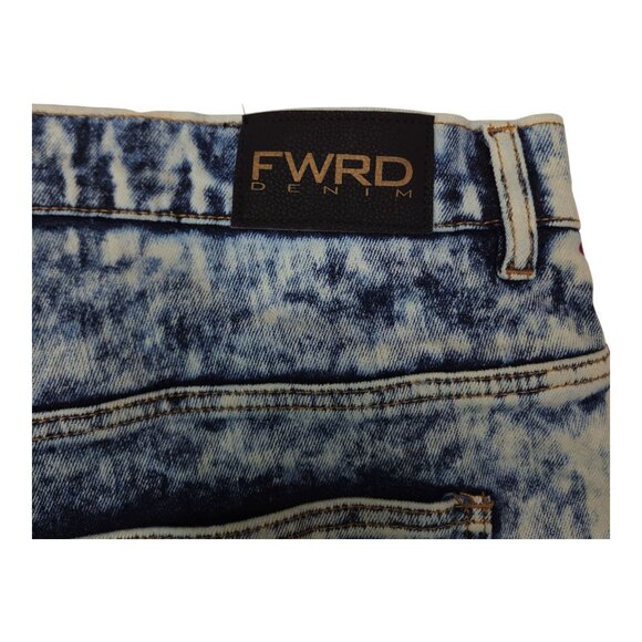 FWRD Mens Denim Jeans Size 48 Inseam 33 Acid Wash Blue Red Stripe Stretch - Picture 7 of 11